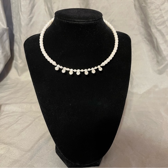 Prom/Special Occasion Necklace, Pearl and Rhinestones - Picture 2 of 10